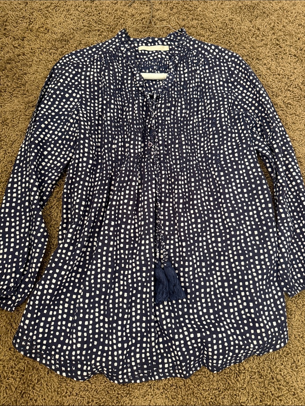 Lola Australia Navy Dot Split-Neck Tunic with Tassel Tie